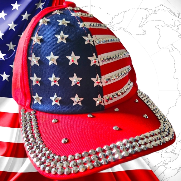 USA Rhinestone Baseball Cap - Picture 9 of 14